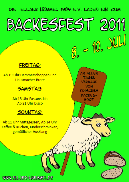 Plakat zum Backesfest 2011 der Elljer-Haemmel